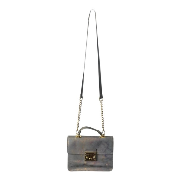 Steve Madden Blue Grey Iridescent Crossbody Bag with Chain Detail - Picture 3 of 9